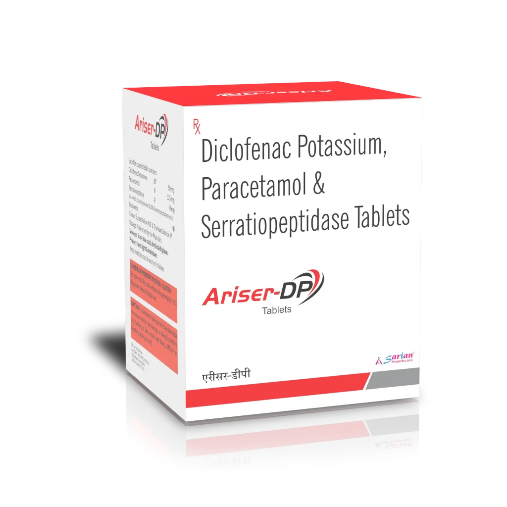 Diclofenac and Paracetamol and Serratiopeptidase Tablets | ARISER DP Tablet