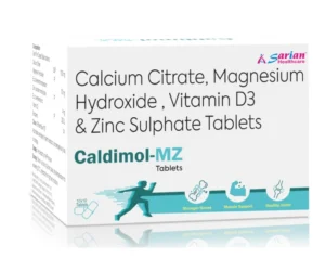 Calcium Citrate Magnesium Zinc Vitamin D3 - CALDIMOL MZ Tablets Calcium Citrate, Magnesium Hydroxide, Zinc & Vitamin D3 Tablets for bone and joint health by Sarian Healthcare