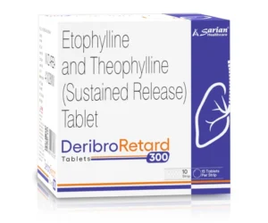 Etophylline Theophylline - DERIBRO RETARD 300 Tablets Etophylline 231mg & Theophylline SR 69mg Tablets for asthma and chronic obstructive pulmonary disease by Sarian Healthcare