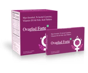 Myo Inositol and NAC Tablet OVAGLAD FORTE Myo Inositol 1000mg, N-Acetyl Cysteine 600mg, Vitamin D3 500IU and L-Methylfolate 0.5mg Tablets for polycystic ovary syndrome (PCOS) management and reproductive health support by Sarian Healthcare