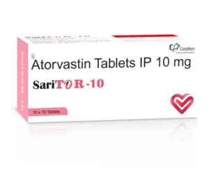 SARITOR-10 Tablets Atorvastatin Calcium 10mg cholesterol lowering medicine by Sarian Healthcare