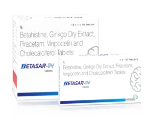 Betasar PV Tablets Betahistine Piracetam Vinpocetine Ginkgo Neuro Neurovascular Medicine Sarian Healthcare