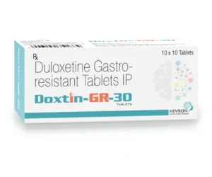 "Q1. What is Doxtin GR 30 Tablet used for? It is used for depression, anxiety disorders, diabetic neuropathy, fibromyalgia, and chronic pain conditions. Q2. What is the active ingredient in Doxtin GR 30? It contains Duloxetine 30 mg, an SNRI antidepressant. Q3. What is the benefit of the gastro-resistant formulation? It ensures improved drug stability, better absorption, and reduced gastric irritation. Q4. How does Duloxetine work? It increases serotonin and norepinephrine levels, improving mood and reducing pain perception. Q5. What are the key clinical benefits? Mood stabilization, anxiety reduction, pain relief, and improved overall quality of life. Q6. What is the recommended dosage? Take as prescribed by a doctor, usually once daily. Q7. What side effects should be monitored? Common side effects include nausea, dry mouth, dizziness, fatigue, and sweating. Q8. Are there any precautions? Use cautiously in liver/kidney disorders and monitor for mood changes. Q9. Can it be used for long-term treatment? Yes, under medical supervision for chronic psychiatric and pain conditions. Q10. Why partner with Sarian Healthcare? Sarian Healthcare offers WHO-GMP & ISO-certified pharmaceutical manufacturing, a diversified CNS portfolio, reliable supply chain, and strong marketing support, making it a trusted partner for distributors and healthcare professionals."