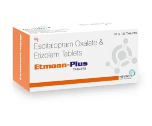 Etmoon Plus 10 Tablet Etizolam 0.5mg Escitalopram 10mg anti anxiety antidepressant medicine