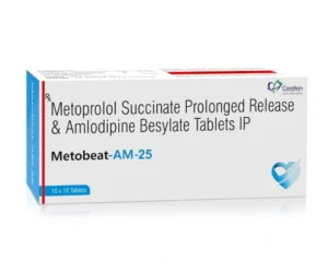 METOBEAT-AM-25 Tablets Metoprolol Succinate Prolonged Release 25mg and Amlodipine 5mg antihypertensive medicine by Sarian Healthcare