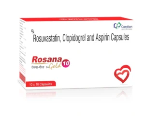 ROSANA GOLD 10 Capsules Rosuvastatin Clopidogrel Aspirin cardiac care medicine by Sarian Healthcare