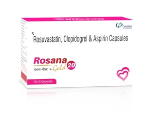 ROSANA GOLD 20 Capsules Rosuvastatin Clopidogrel Aspirin cardiovascular medicine by Sarian Healthcare