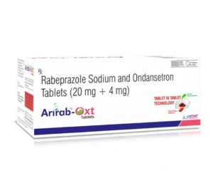 ARIRAB OXT Tablet Rabeprazole 20mg and Ondansetron 4mg tablet for acid reflux, GERD, nausea and vomiting treatment by Sarian Healthcare