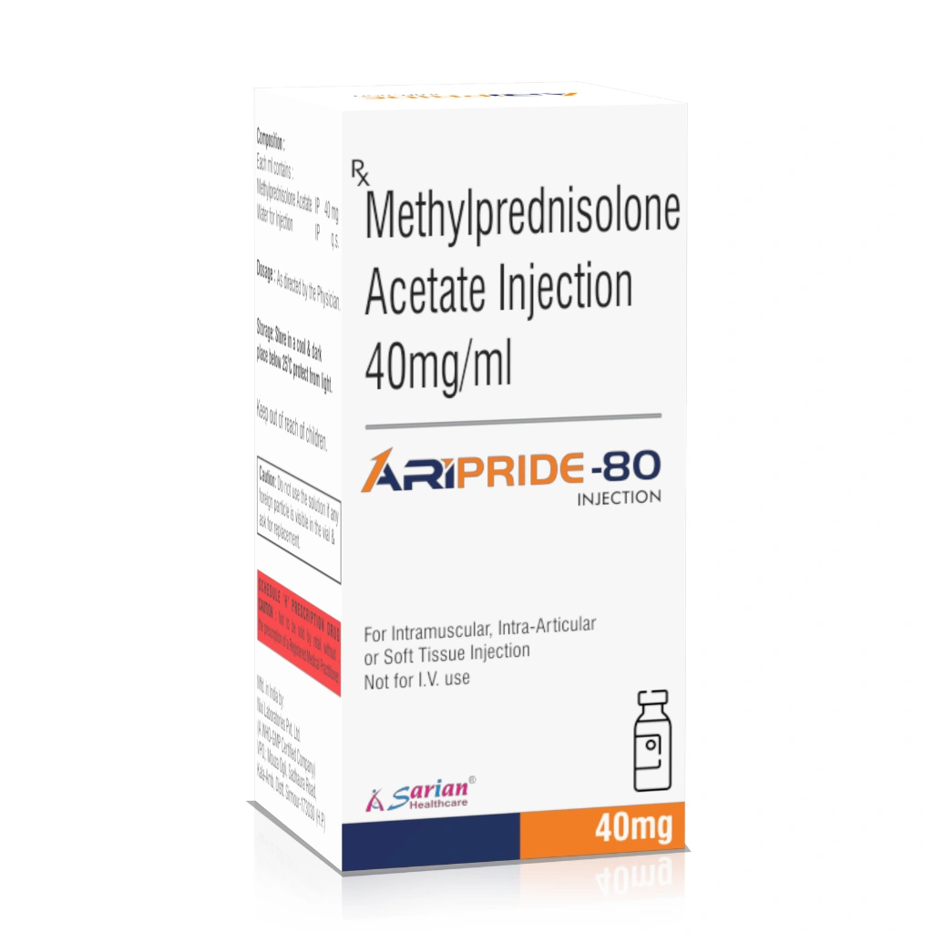 Methylprednisolone Acetate 80mg Injection – Corticosteroid | Sarian Methylprednisolone Acetate 80mg Injection – ARIPRIDE-80 by Sarian Healthcare