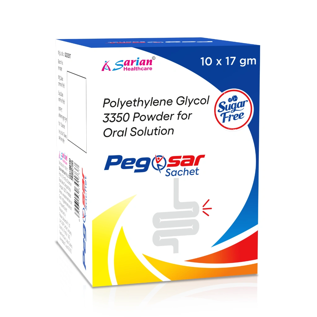 Polyethylene Glycol 3350 17g Sachet – Osmotic Laxative Polyethylene Glycol 3350 17g Sachet – PEGOSAR by Sarian Healthcare