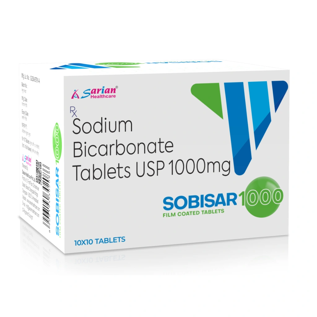 Sodium Bicarbonate 1000mg Tablets – Antacid | Sarian Sodium Bicarbonate 1000mg Tablets – SOBISAR-1000 by Sarian Healthcare
