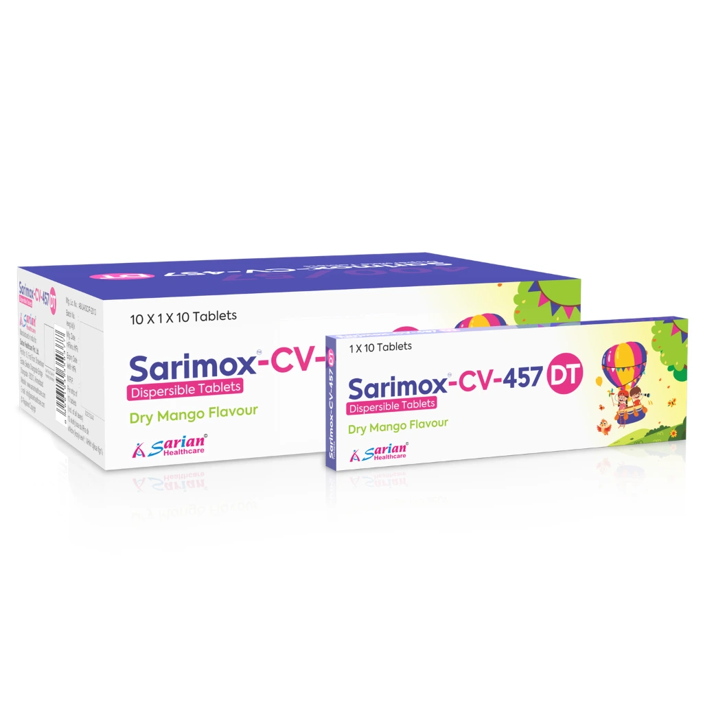 Sarimox-CV-457-DT-Tab Amoxicillin 400mg + Clavulanic Acid 57mg | SARIMOX CV 457 DT